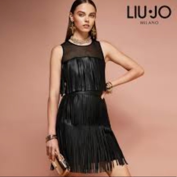 Liu Jo Dresses & Skirts - LIU JO FRINGED BLACK DRESS - 42 Italian US Small Excellent condition
